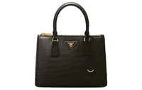 PRADA Galleria Killer Bag Crocodile Leather Shoulder Bag Crossbody Bag Handbag Medium Size Women's Black