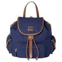 MIU MIU Cotton Backpack Women's Cornflower Blue & Brandy