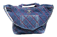 CHANEL Denim Crossbody Bags Handbags Women's Blue