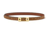 LOUIS VUITTON Floral, Pin Buckle Leather, Canvas Leather Belts Unisex Brown Width 1.8CM