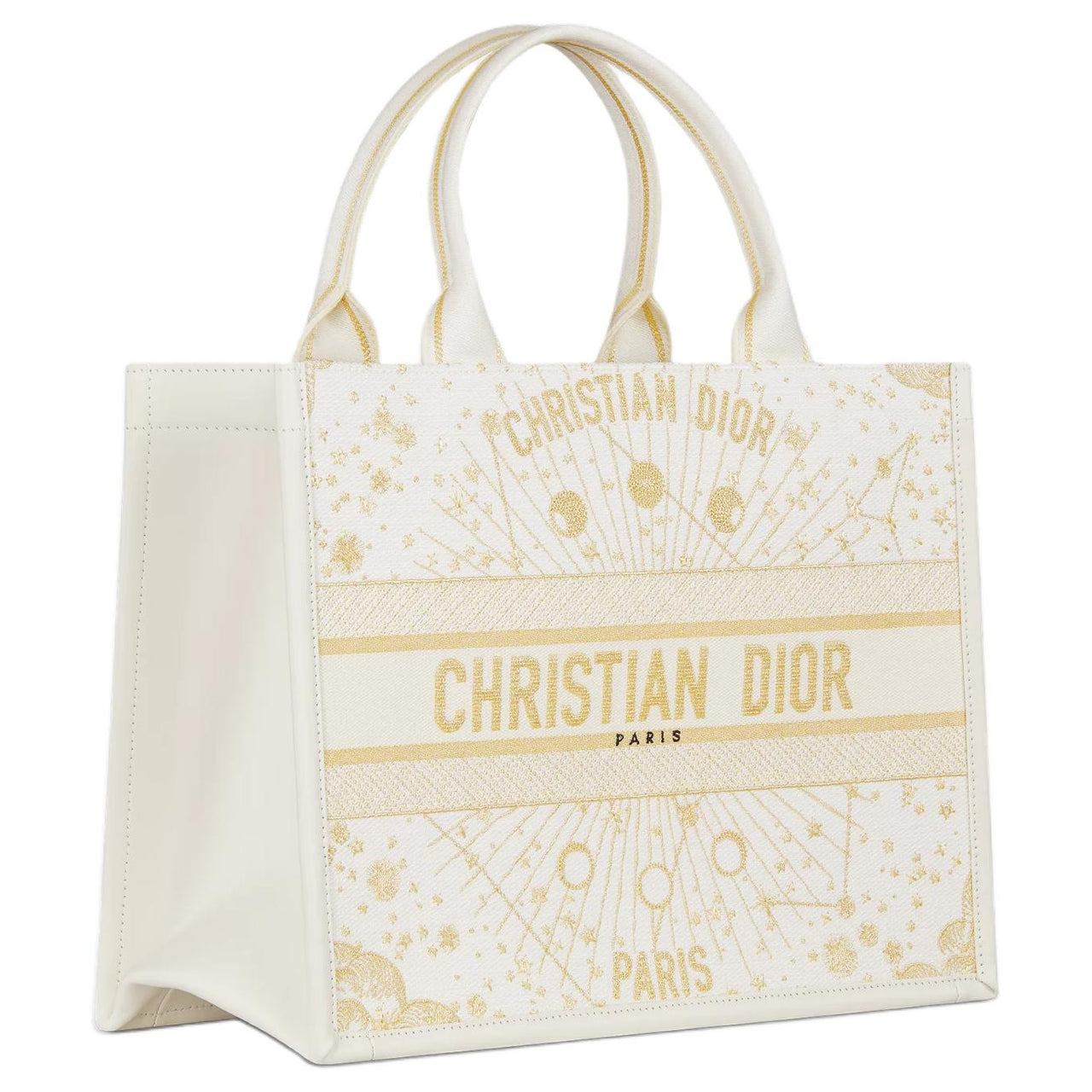 DIOR BookTote Cotton Tote Bag, Shopping Bag, Handbag Medium Size Women's Light Yellow