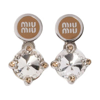MIU MIU Enamel, Brass, Synthetic Crystal, Metal Earrings Unisex Silver