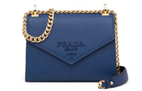PRADA Saffiano Leather Shoulder Bag Crossbody Bag Women's Blue