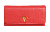 PRADA Cow Leather Wallet Women's Red