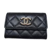 CHANEL Calfskin Card Holder Women's Black