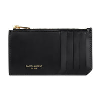 SAINT LAURENT Cow Leather Card Holder Regular Women's Black