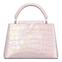 LOUIS VUITTON Capucines Crocodile Leather Shoulder Bag Crossbody Bag Handbag Small Size Women's Silver Pink