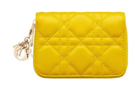 DIOR Lady Dior Sheepskin Wallet Small Size Women's Yellow
