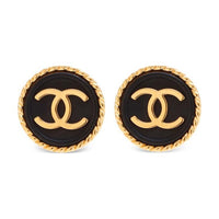 CHANEL 1996 Cc Button Clip on Earrings