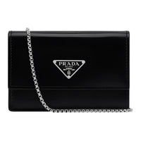 PRADA Leather Crossbody Bag Shoulder Bag Women's Black