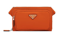PRADA Re-Edition Leather Crossbody Bag Shoulder Bag Men's Papaya Orange