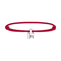 LOUIS VUITTON SiLOUIS VUITTONer Lockit Bracelet Sterling SiLOUIS VUITTONer Black Laquered And Red Polyester Cord