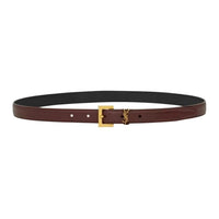 SAINT LAURENT Cow Leather Leather Belts Women's Red Sandalwood Width: 2CM