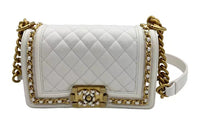 CHANEL LEBOY Cow Leather Flap Bag, Crossbody Bag, Shoulder Bag Women's White