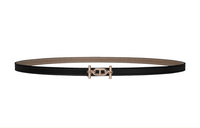 HERMES Epsom Calfskin Double Sided Leather Belt Leather Belts Unisex Black Width 1.3cm
