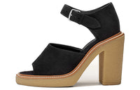HERMES Chunky Heel Strap Sandals 9cm Women's Black