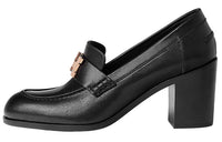 HERMES Dauphine 70 Chunky Heel High Heels 7cm Women's Black