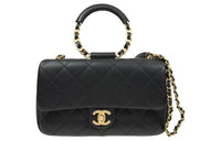 CHANEL Sheepskin Shoulder Bag Crossbody Bag Women's Black