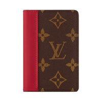 LOUIS VUITTON Leather Card Holder Men's Brown & Red