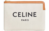 CELINE Calfskin With Cotton Clutch Small Size Women's White