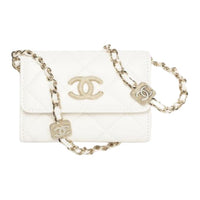CHANEL Sheepskin Crossbody Bag Shoulder Bag Women's White