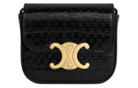CELINE Embossed Crocodile Pattern Cow Leather Shoulder Bag, Crossbody Bag Mini Women's Black