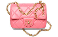 CHANEL Lambskin Chain Bag Portable Crossbody Bag Shoulder Bag Women's Pink