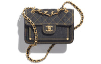 CHANEL Denim Messenger Bag Handbags Shoulder Bags Small Size Women's Black