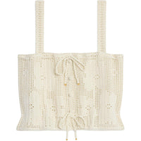 CELINE Floral Crocheted Cropped Top