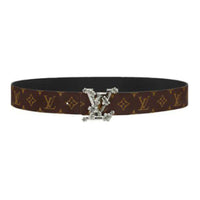 LOUIS VUITTON - Leather Belts Men's Brown/Black Width: 4cm
