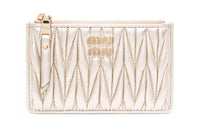MIU MIU Matelassé Sheepskin Envelope Style Wallet Women's Light Gold