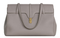 CELINE 16 Cow Leather Shoulder Bag Briefcase Handbag Large Size Women's Egg Stone Color