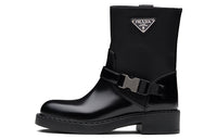 PRADA Brushed Leather And Re Nylon Boots 'Black' Women's