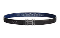 HERMES Leather Belts Women's Black/Sapphire Blue