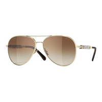 CHANEL Metal Zirconia Aviator Sunglasses Unisex Gold