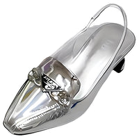 PRADA Chunky Heel High Heels 4.5cm Women's Silver