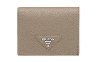 PRADA Leather Wallet Trumpets Women's Light Khaki