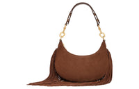 CELINE AVA Cow Leather Suede Handbag Shoulder Bag Medium Size Women's Brown