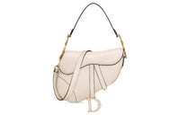 DIOR Smooth Calf Leather Saddle Bag Shoulder Bag Crossbody Bag Handbag Regular Women's Gray White