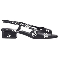 CHANEL Strap Sandals Women's Black White