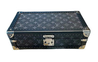 LOUIS VUITTON Canvas With Leather Watch Storage Box Hard Case Men's Black