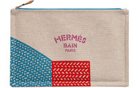 HERMES Poisson Cotton Storage Bag Women's Blue/Orange