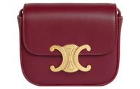 CELINE Triomphe Calfskin Shoulder Bag Crossbody Bag Mini Women's Deep Red