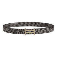 HERMES Calfskin Metal Brass Leather Belts Men's Gray Width: 3.2CM