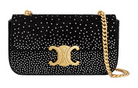 CELINE Goat Suede Crossbody Bag, Shoulder Bag Women's Black