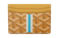 GOYARD Saint-Sulpice Canvas With Leather Card Clip Card Holder Unisex Yellow/White/Blue Striped