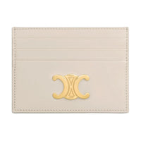 CELINE Triomphe Calfskin Card Holder Women's Light Beige