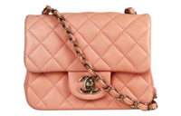 CHANEL Classic Flap CF Lambskin Shoulder Bag Crossbody Bag Mini Women's Orange Pink