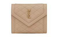 SAINT LAURENT GABY Sheepskin Wallet Small Size Women's Dark Beige
