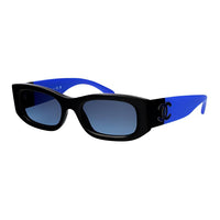 CHANEL Acetate Rectangular Sunglasses Women's Blue